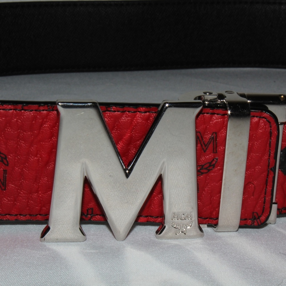 MCM Claus Reversible Visetos/Saffiano Belt
